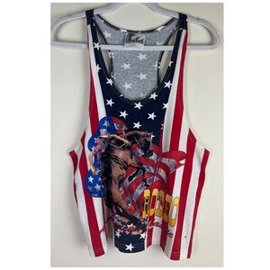 New Wave | Vintage Cowboy Rodeo Country Western Stars & Stripes Tank Top | S/M